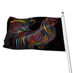 Colorful Rooster Print Flag