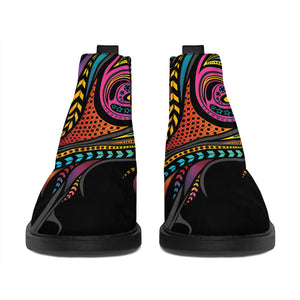 Colorful Rooster Print Flat Ankle Boots