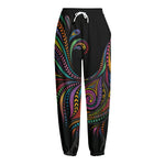 Colorful Rooster Print Fleece Lined Knit Pants