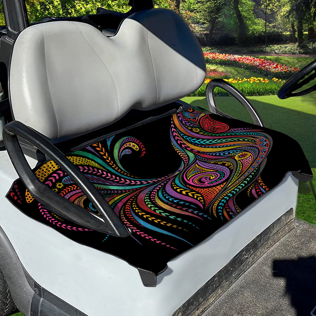 Colorful Rooster Print Golf Cart Seat Cover
