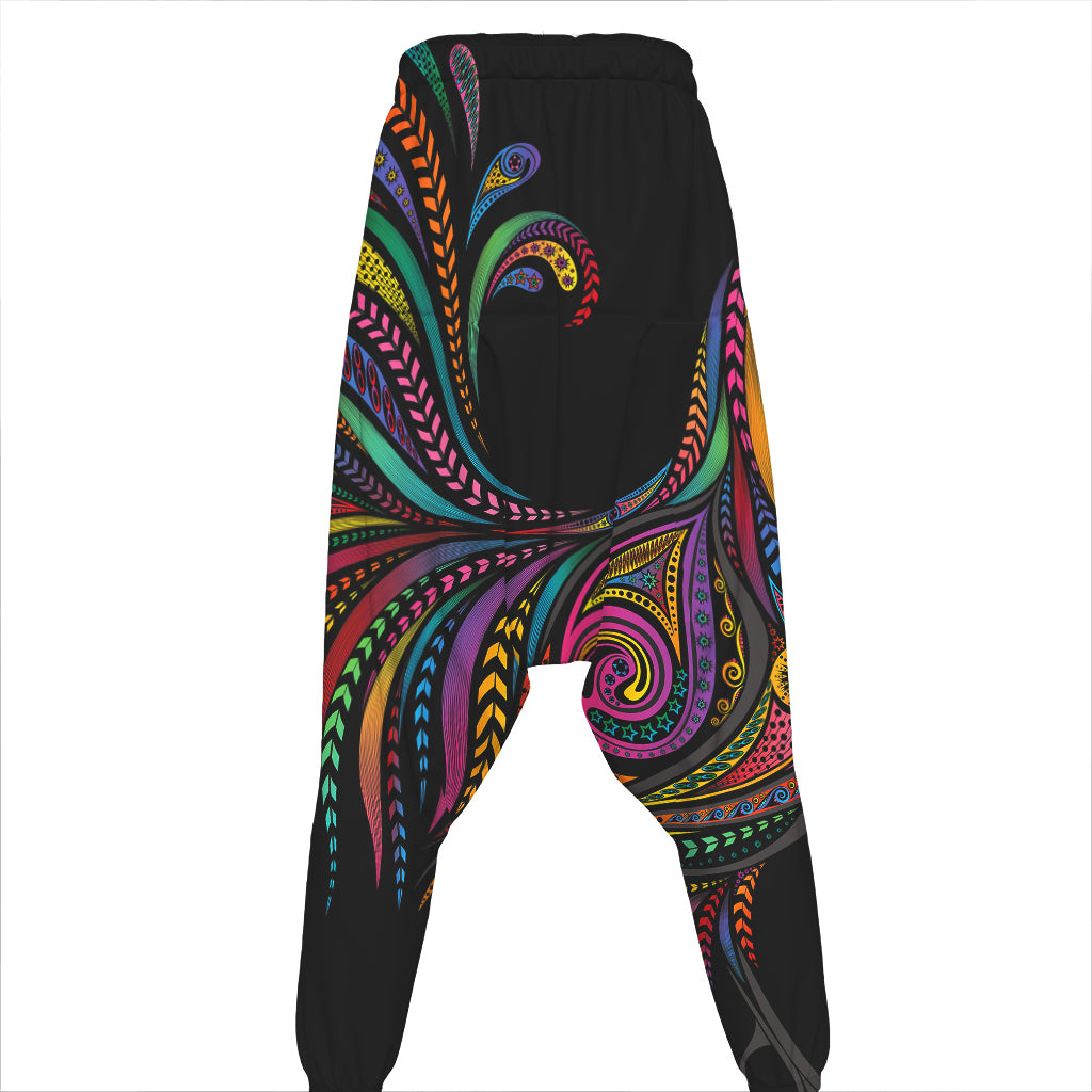 Colorful Rooster Print Hammer Pants