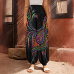 Colorful Rooster Print Harem Pants