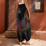 Colorful Rooster Print Harem Pants