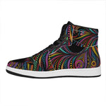 Colorful Rooster Print High Top Leather Sneakers