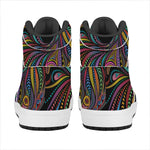 Colorful Rooster Print High Top Leather Sneakers