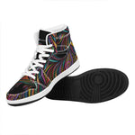 Colorful Rooster Print High Top Leather Sneakers