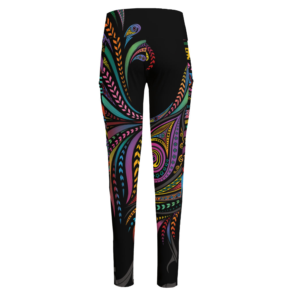 Colorful Rooster Print High-Waisted Pocket Leggings