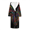 Colorful Rooster Print Hooded Bathrobe