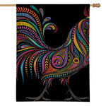 Colorful Rooster Print House Flag