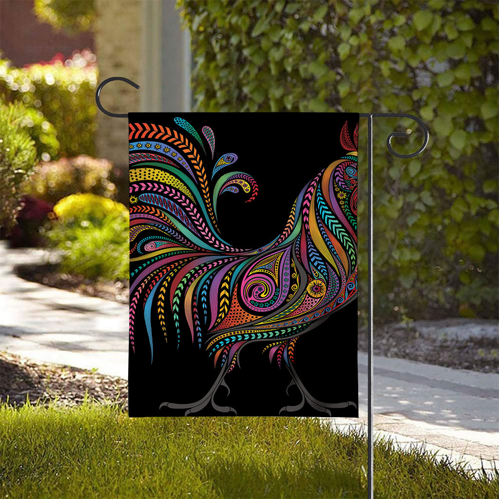 Colorful Rooster Print House Flag