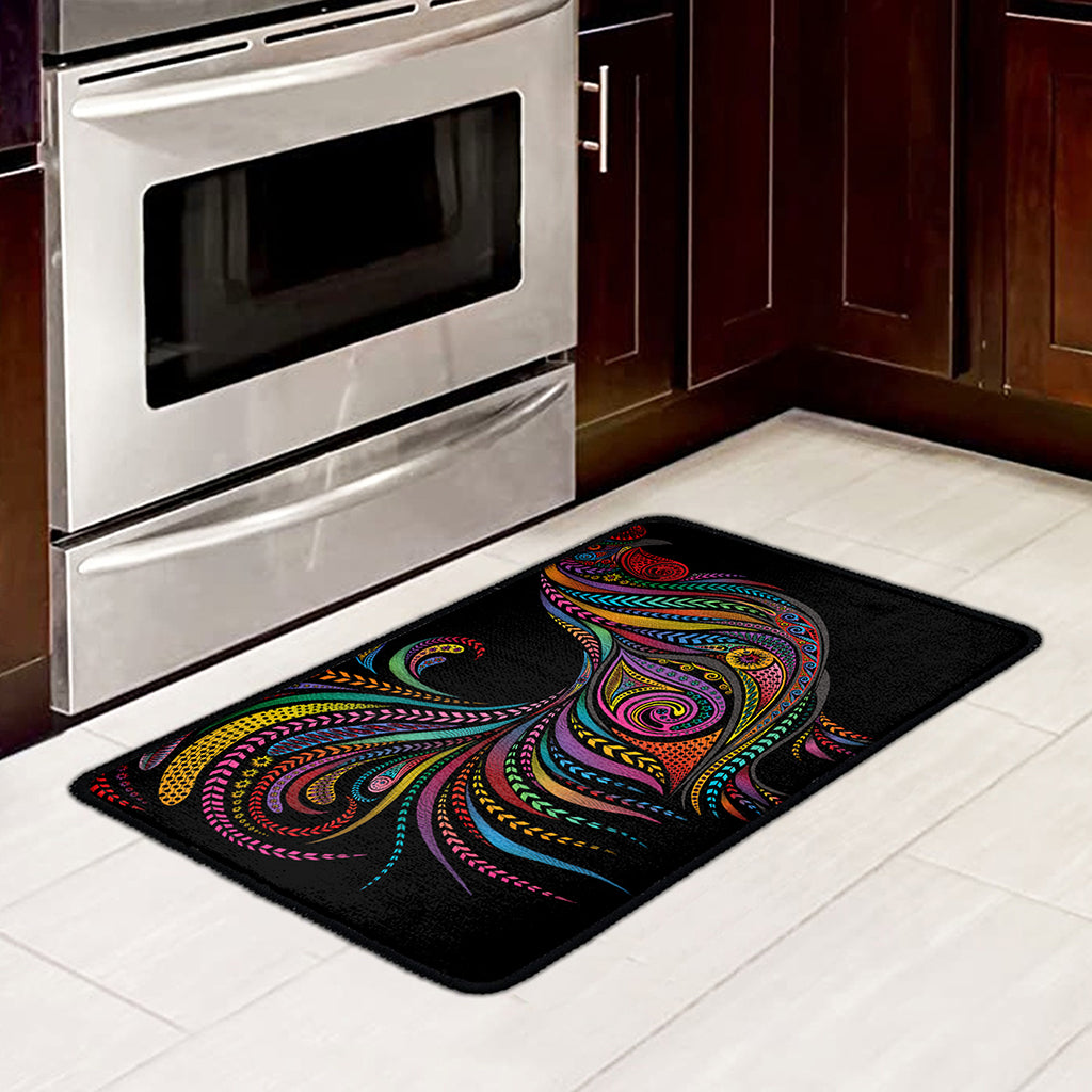 Colorful Rooster Print Kitchen Mat