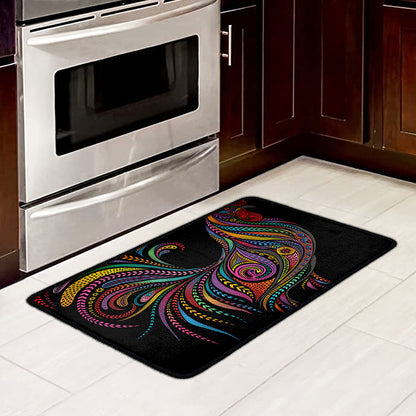 Colorful Rooster Print Kitchen Mat