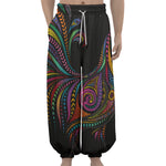 Colorful Rooster Print Lantern Pants