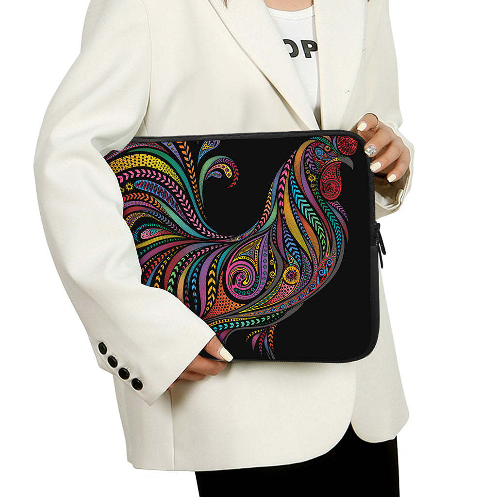 Colorful Rooster Print Laptop Sleeve