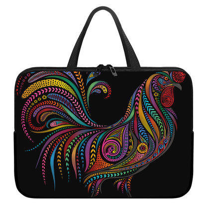 Colorful Rooster Print Laptop Sleeve With Handle