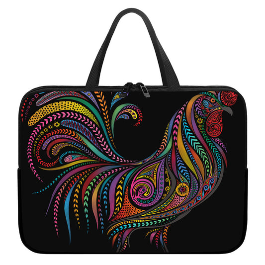 Colorful Rooster Print Laptop Sleeve With Handle