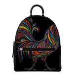 Colorful Rooster Print Leather Backpack