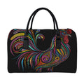 Colorful Rooster Print Leather Duffel Bag