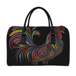 Colorful Rooster Print Leather Duffle Bag