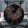 Colorful Rooster Print Leather Spare Tire Cover