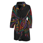 Colorful Rooster Print Men's Bathrobe