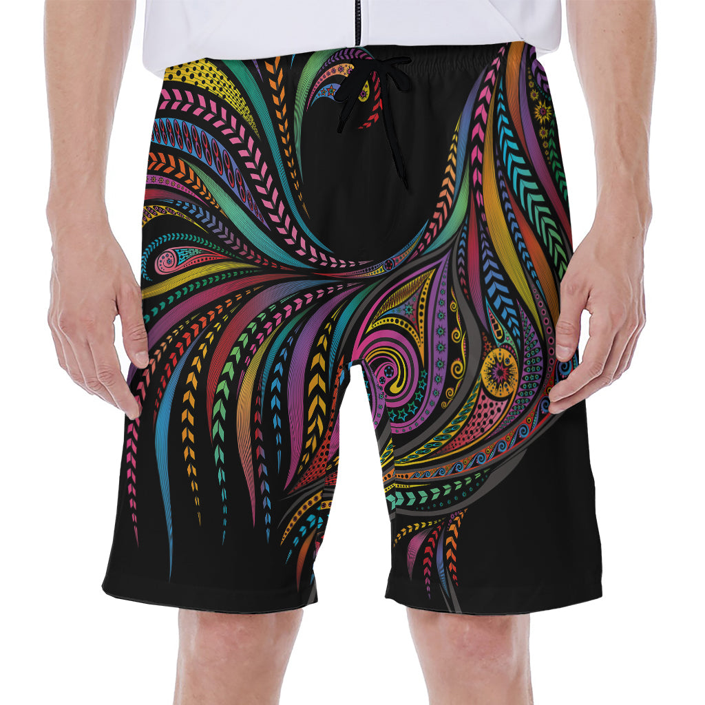 Colorful Rooster Print Men's Beach Shorts