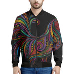 Colorful Rooster Print Men's Bomber Jacket