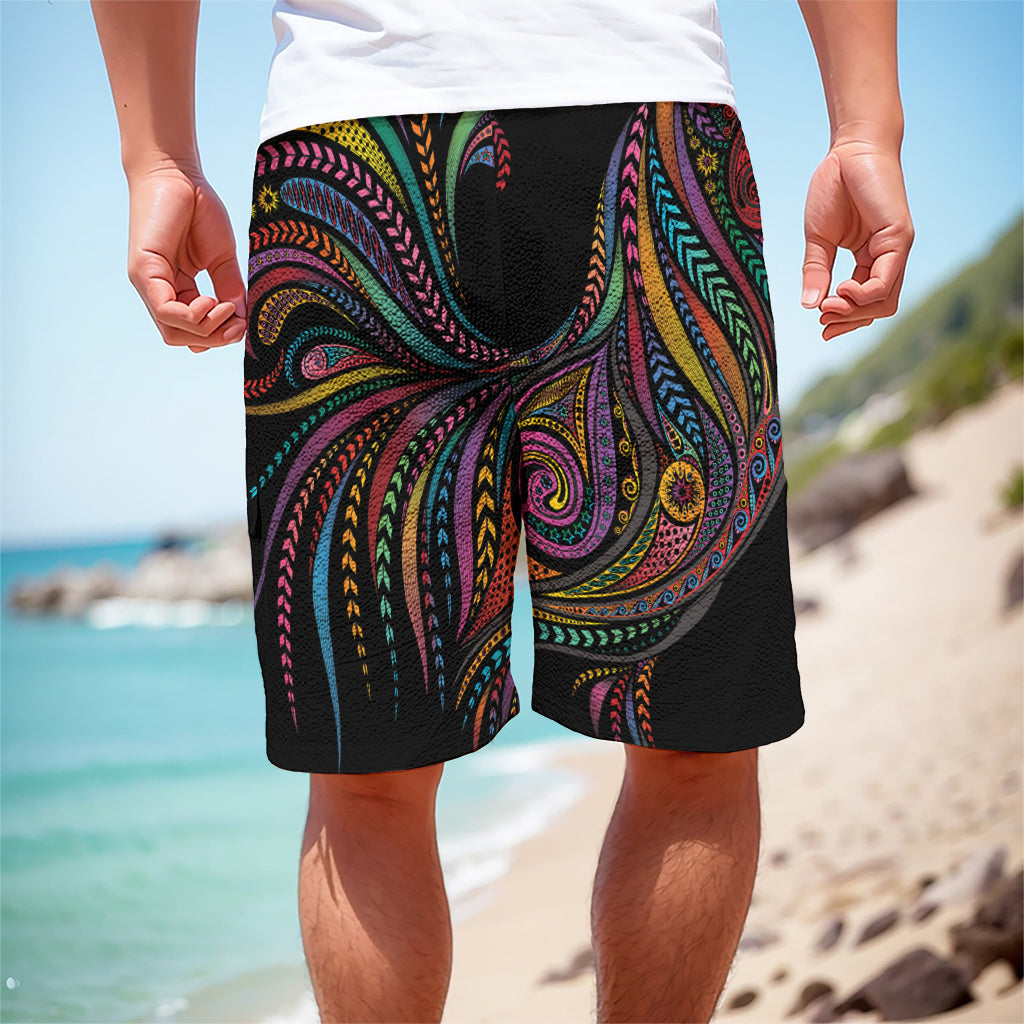 Colorful Rooster Print Men's Cargo Shorts
