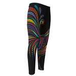 Colorful Rooster Print Men's Compression Pants