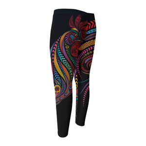 Colorful Rooster Print Men's Compression Pants