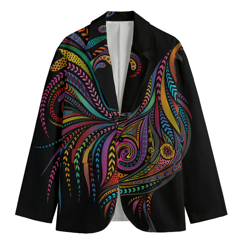 Colorful Rooster Print Men's Cotton Blazer