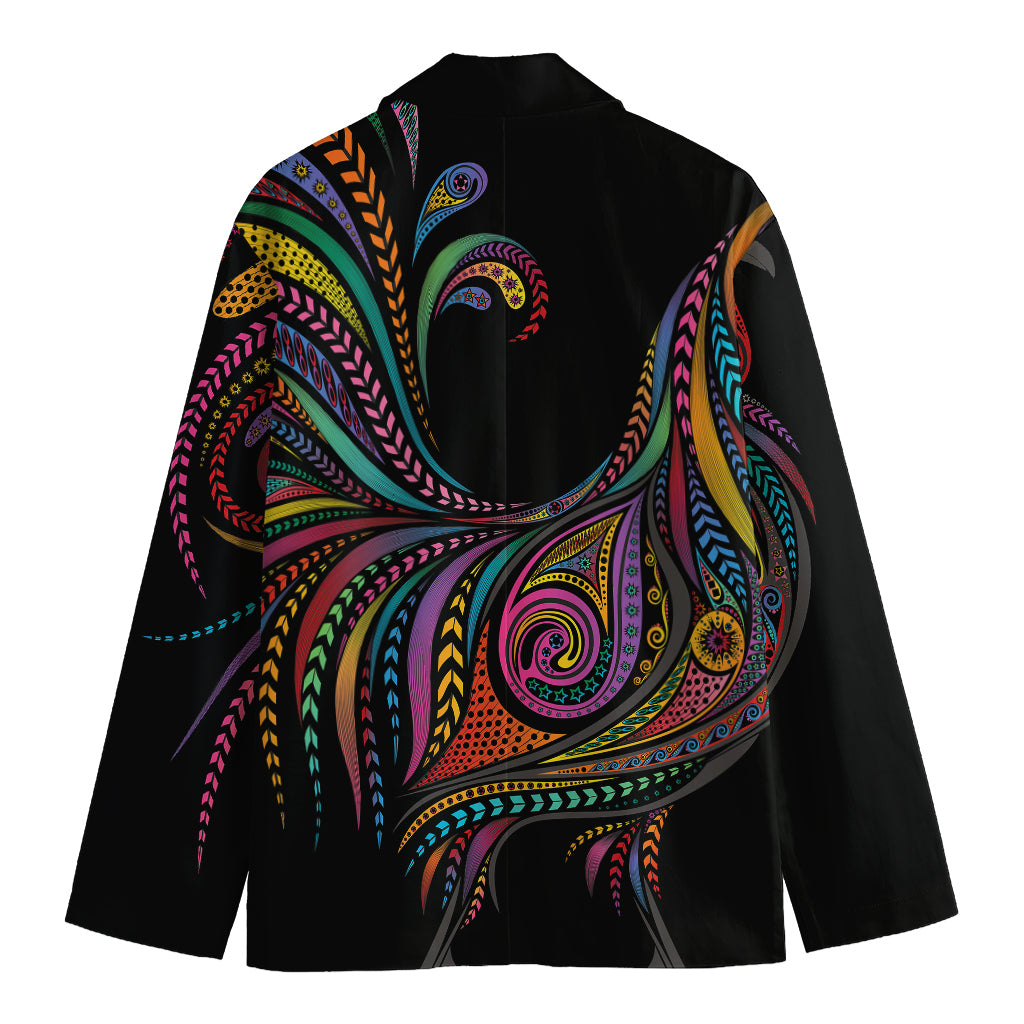 Colorful Rooster Print Men's Cotton Blazer