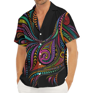 Colorful Rooster Print Men's Deep V-Neck Shirt