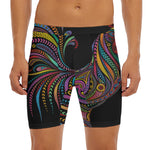Colorful Rooster Print Men's Long Boxer Briefs