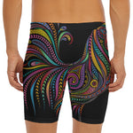 Colorful Rooster Print Men's Long Boxer Briefs