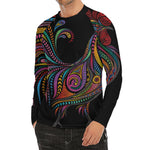 Colorful Rooster Print Men's Long Sleeve Rash Guard