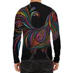 Colorful Rooster Print Men's Long Sleeve Rash Guard