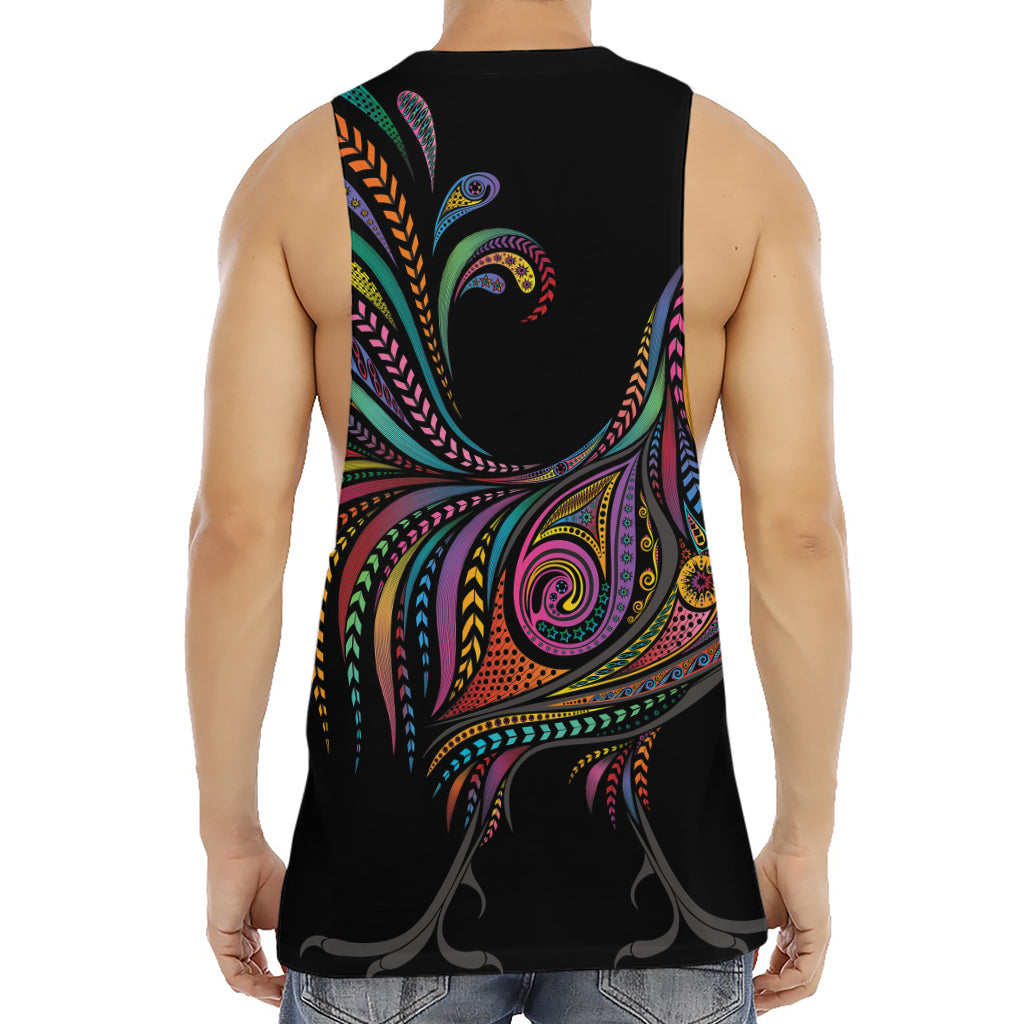 Colorful Rooster Print Men's Muscle Tank Top