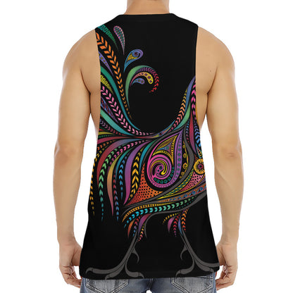 Colorful Rooster Print Men's Muscle Tank Top