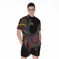 Colorful Rooster Print Men's Romper