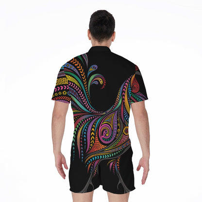 Colorful Rooster Print Men's Rompers