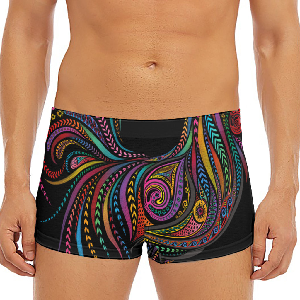 Colorful Rooster Print Men's Short Boxer Briefs