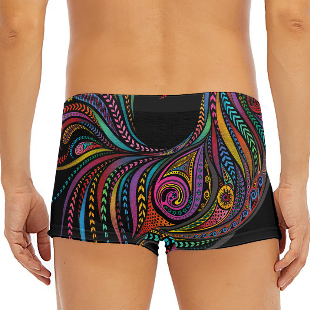 Colorful Rooster Print Men's Short Boxer Briefs