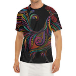 Colorful Rooster Print Men's Short Sleeve Rash Guard