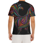 Colorful Rooster Print Men's Short Sleeve Rash Guard
