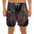 Colorful Rooster Print Men's Split Running Shorts
