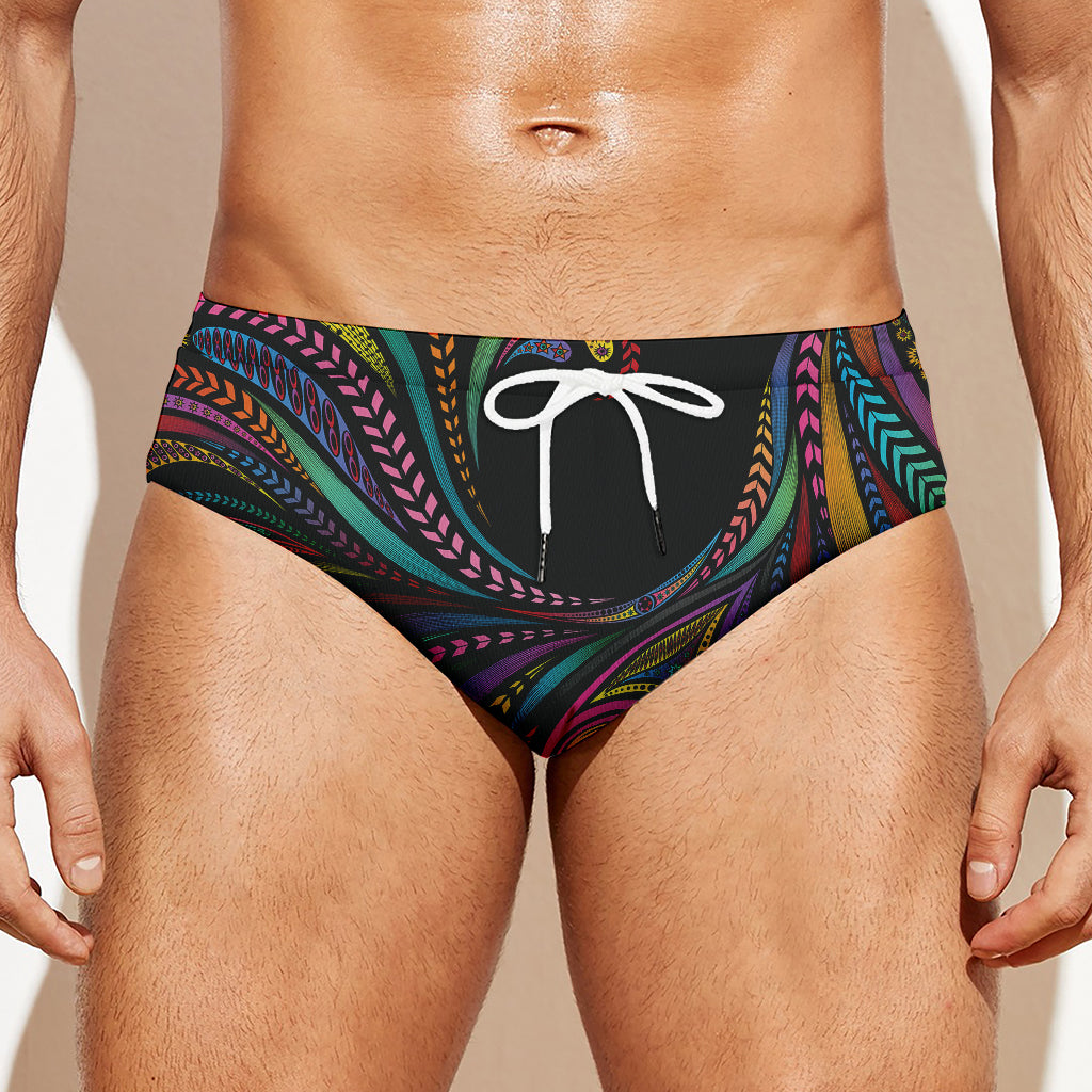 Colorful Rooster Print Men's Swim Briefs