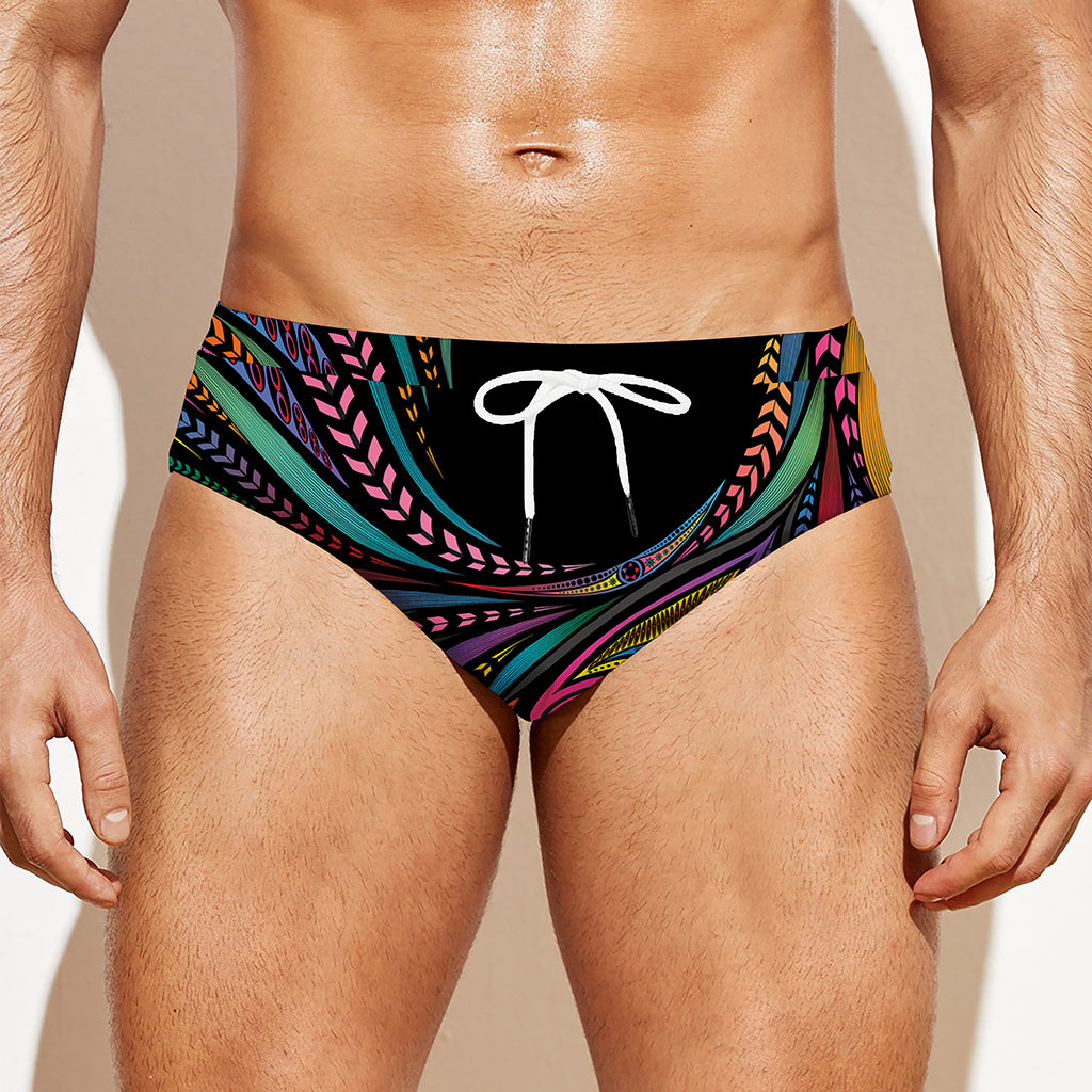 Colorful Rooster Print Men's Swim Briefs