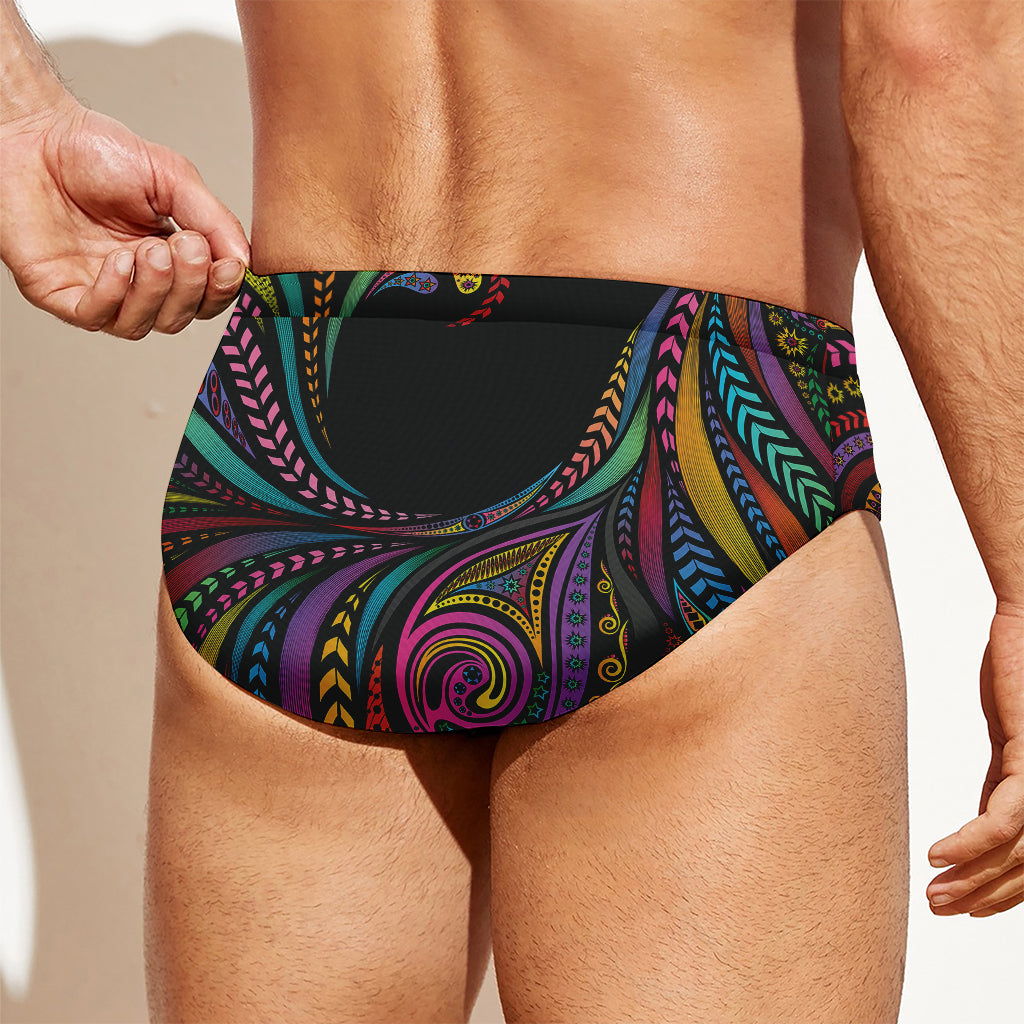 Colorful Rooster Print Men's Swim Briefs