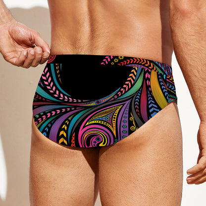 Colorful Rooster Print Men's Swim Briefs